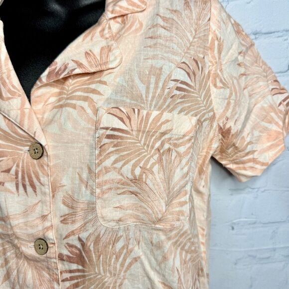 NEW Faherty peachy linen tropical print relaxed fit button up top size XS - Picture 3 of 7